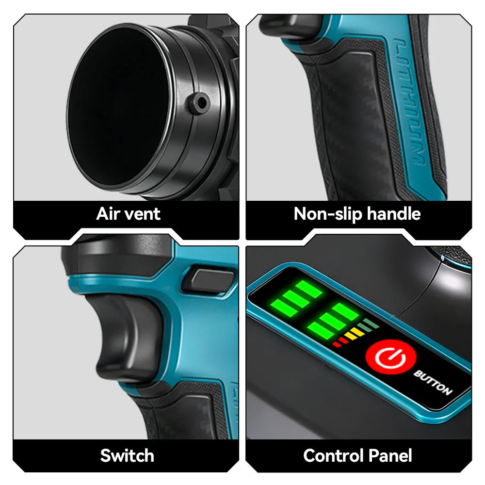 ONEVAN 350M/S Borstelloze Elektrische Turbo Blower Jet Fan 2-in-1 Stofzuigende Bladblazer Stofblaasgereedschap voor Makita 18V Batterij