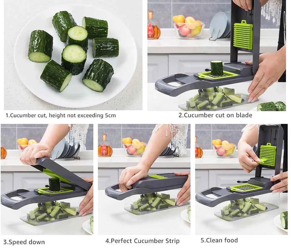 Vegetable Chopper Kitchen Accessories Multifunctional Grater Cutter Manual Fruit Slicer for Potatoes, Cheese, and Onions