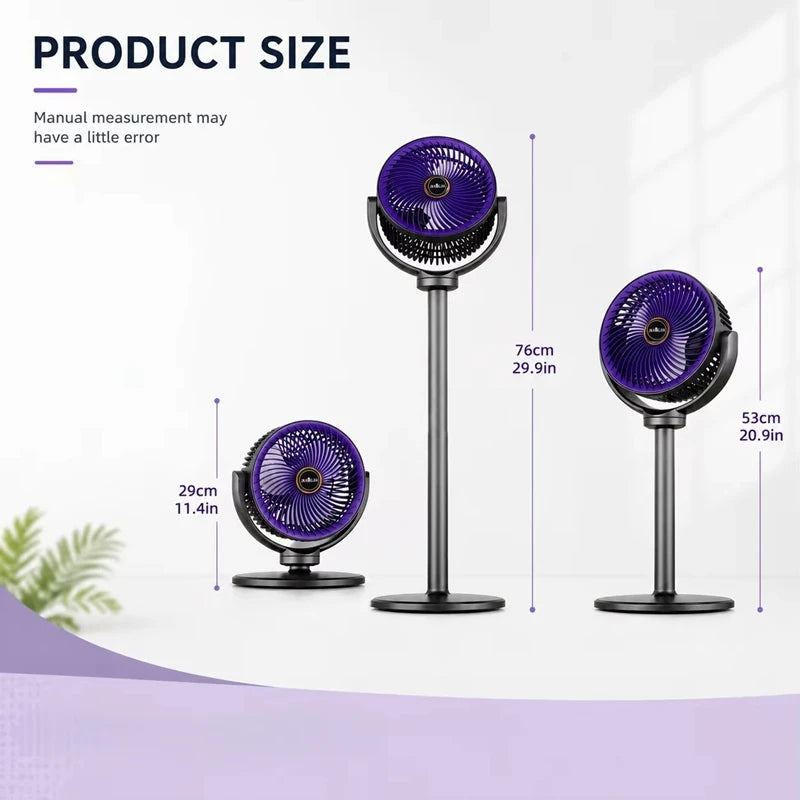 Ventilateur sur pied télescopique 3-en-1 Lenovo, double usage bureau/sol, ventilateur de circulation sans fil, chargement USB, ventilateur avec aromathérapie pour chambre et bureau