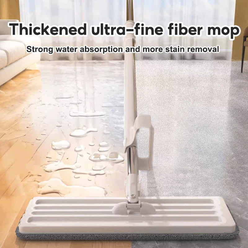 360° Rotation Floor Mop Hand-Free Wash Lazy Mop With Squeezer Wet Dry Dual-Use Flat -Washable Mop Head Replacement