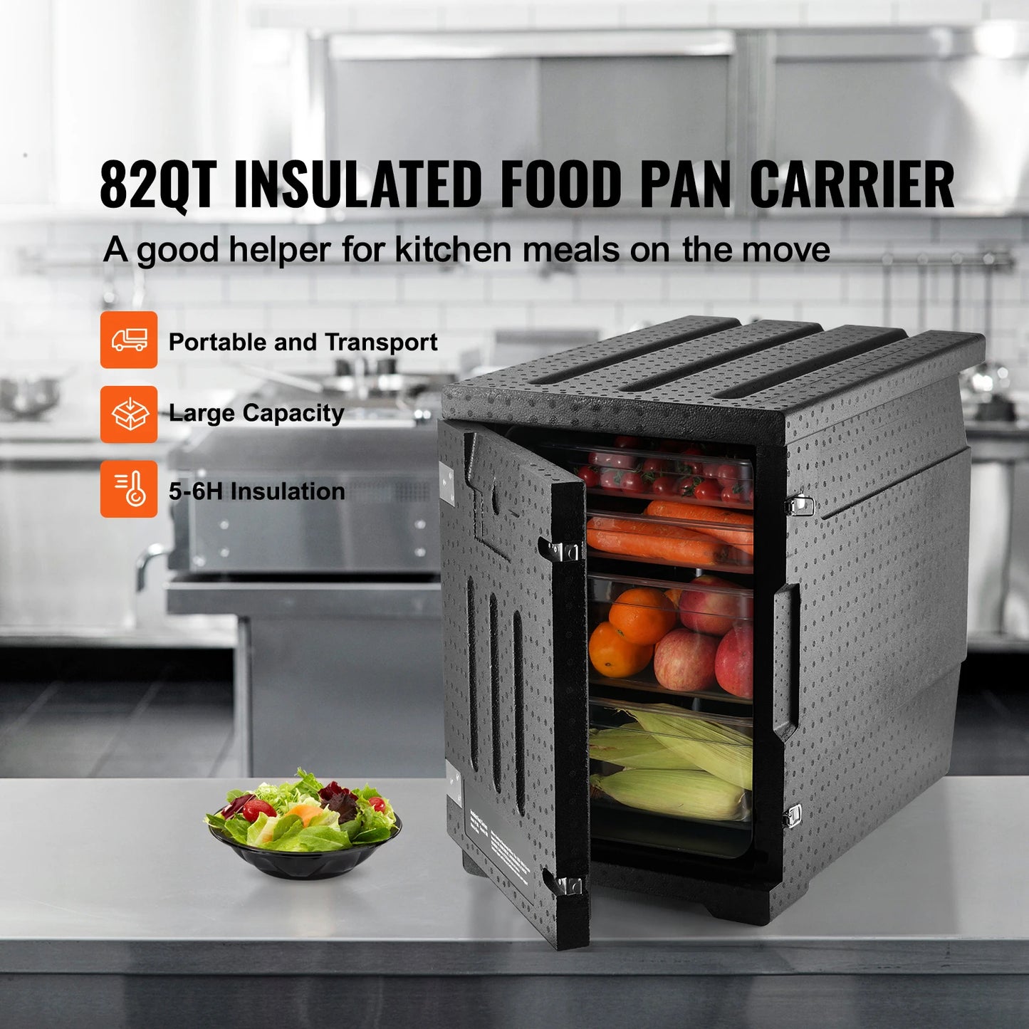 SucceBuy 82Qt Food Pan Carrier Insulated Portable Dishbox Stackable Food Warmer  for Restaurant, Canteen