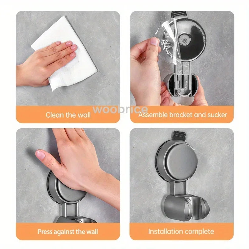 Bath Shower Holder Support Mural Douche Suction Cup Adjustable Handheld Wall Mounted Large Shower Head Supports Relocatable
