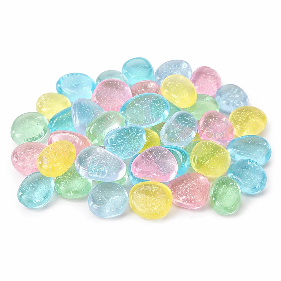 100pcs Luminous Stones in The Dark Pebbles Stones for Fish Tank Aquarium Aquatic Landscape Home Decor 2cm