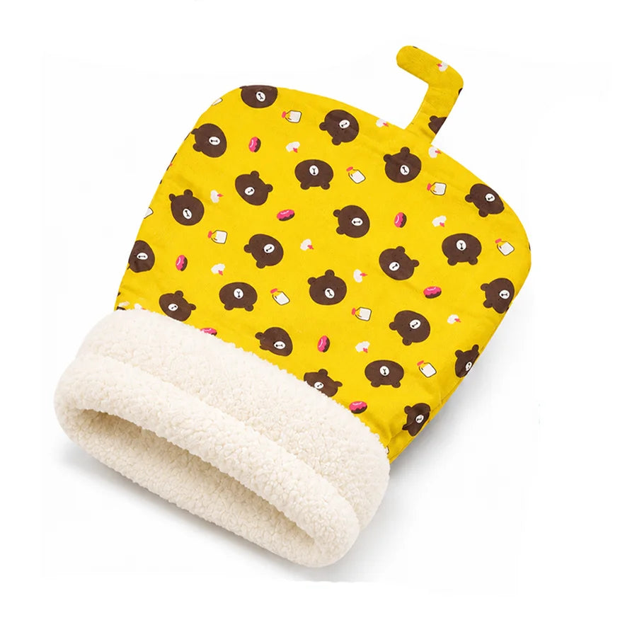 Cat Bed with Soft Fuzzy Lining Semi-Enclosed Winter Cave for Cats Small Dogs Semi-Enclosed Winter Sleeping Kitten Bed
