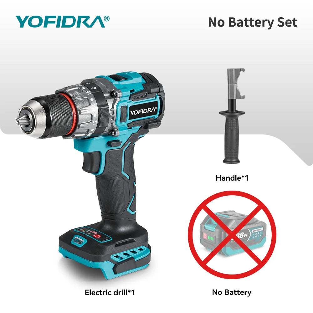 YOFIDRA 700N.M Borstelloze elektrische klopboormachine Accuschroevendraaier voor metaalplaten, grond en houtbewerking Elektrisch gereedschap geschikt voor Makita-accu's