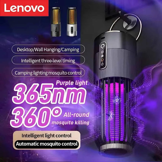 Lenovo 2-in-1 Solar/USB Rechargeable Mosquito Killer Lamp Portable Electric Bug Zapper for Outdoor Camping Home 4000V Shock 2026