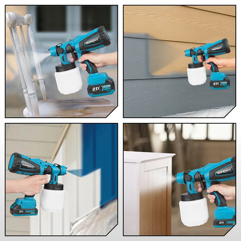 YOFIDRA 1000ML Electric Spray Gun Cordless Paint Sprayer Auto Steel Coating Airbrush DIY Power Tools for Makita 18V-21V Battery Pin