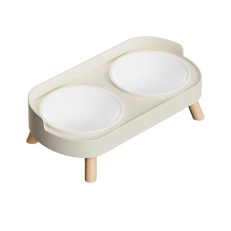 Plastic/Stainless Steel Dog Feeder Bowl Double Pet Food Water Bowls Non-Slip Puppy Food Bowl with Stand Anti-splash Cat Bowl