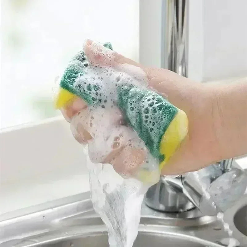 10-60pcs Thickened Kitchen Dishwashing Sponges Soft Absorbent Durable Scouring Pads for Pots Rust Removal Household Cleaning