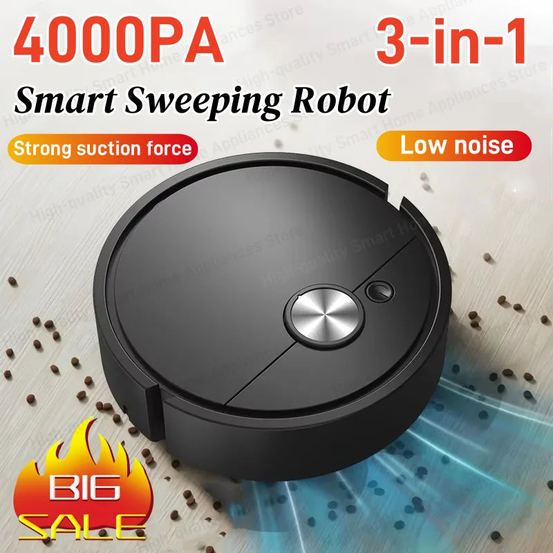 Smart 4000Pa 3-in-1 Robot Vacuum Cleaner for Hard Floors and Carpets, Ideal for Pet Hair Removal