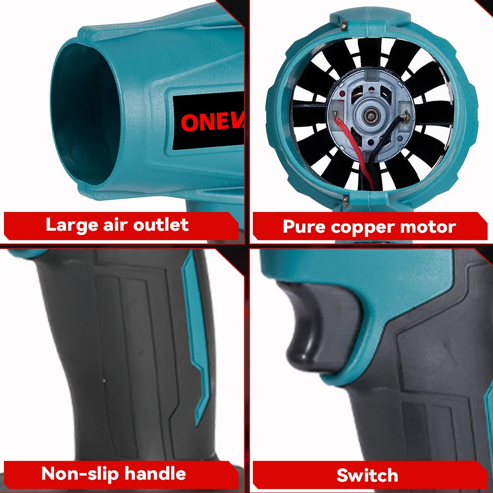 ONEVAN 1200W Elektrische Turbo Blower Jet Fan 150M/S Krachtige Luchtblazer Handbediend Reinigingsgereedschap voor Makita 18V Accu