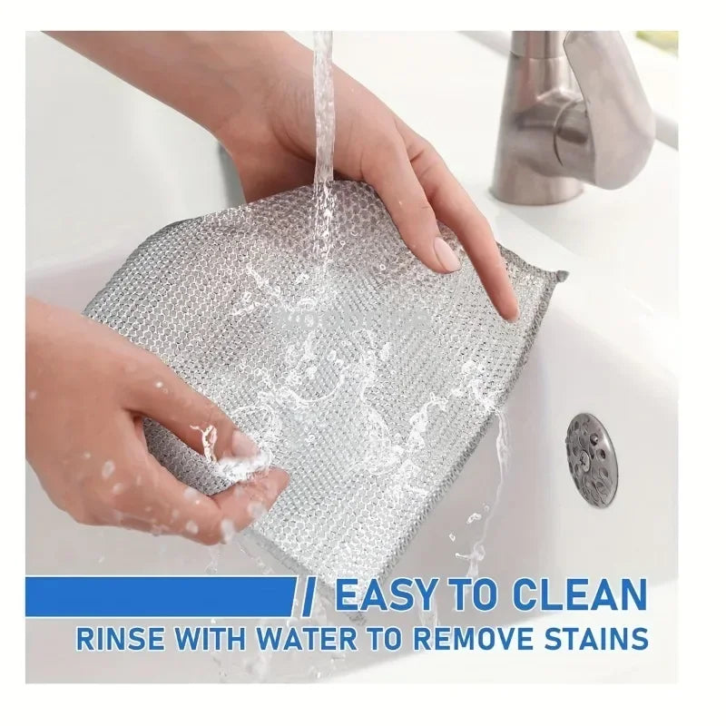 Cotton Kitchen Dishclothmetal Cleaning Cloth Home Cleaning Cloth Multifunctional Non-Scratch Wire Dishcloth Kitchen Supplies