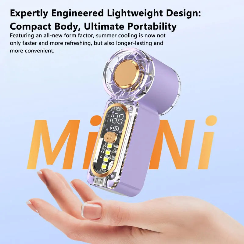 Lenovo Mini Handheld USB-ventilator, snelle turbo, draagbare zakventilator, oplaadbare blazer, krachtige luchtkoeling voor reizen en buiten