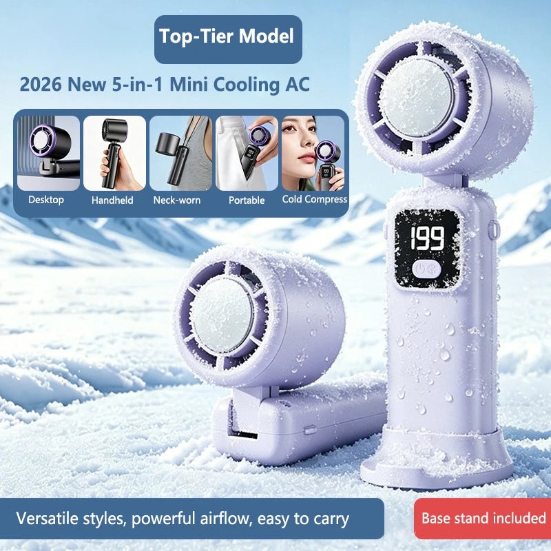 Lenovo 2026 Draagbare Handventilator Halfgeleider Ijskoeling Mini Oplaadbare USB-ventilator Sterke Wind Desktop Buiten Reiskoeler