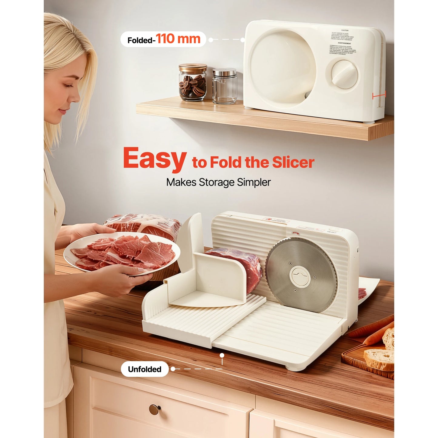 SucceBuy Meat Slicer 180W Electric Deli Slicer Machine with 170 mm Sharp Blade Home Meat-Slicer with 60-90 RPM Slicing Speed
