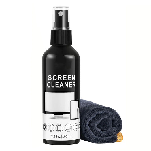 Kit de nettoyage pour écran - Spray nettoyant pour vitres et chiffon en microfibre, adapté à une variété de verres, lunettes et objectifs d'appareil photo