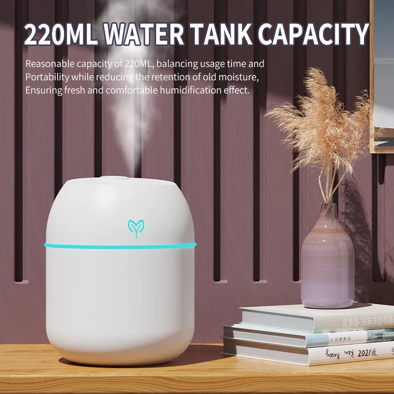 Lenovo 220ML Luchtbevochtiger Koude Nevel Aromadiffuser LED Nachtlampje automatische uitschakeling USB Humidifier voor Thuis Kantoor