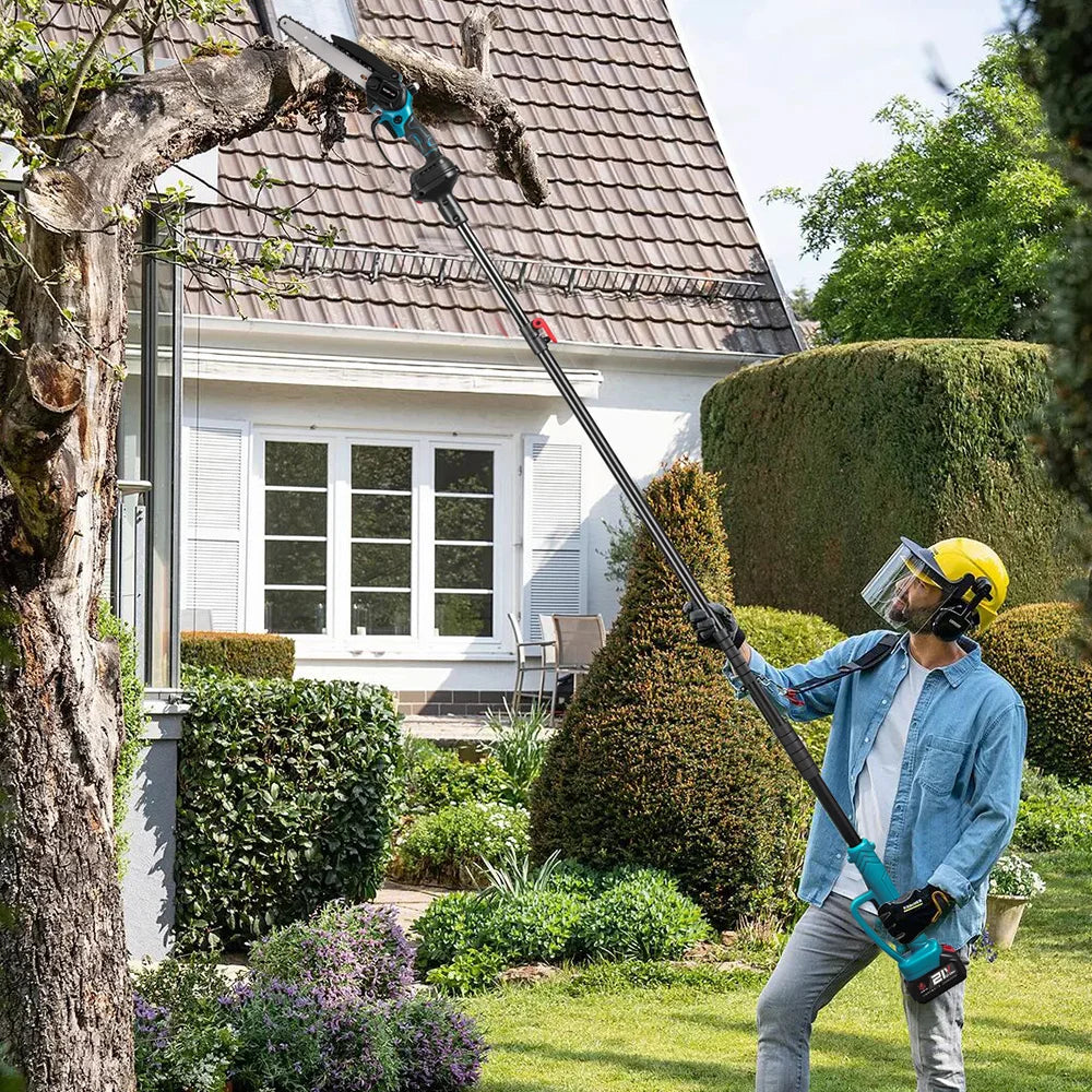 ONEVAN 5500W 8Inch Brushless Telescoping Pole Electric Chainsaw 2 IN 1 High Branch Garden Pruning Tool For 21V 18V Battery
