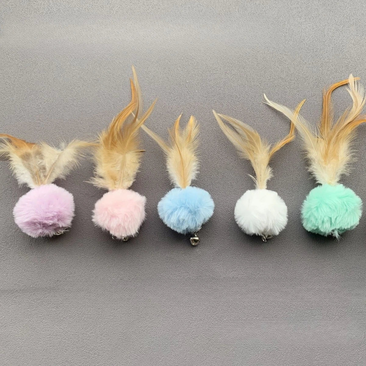 2 jouets pour chat en forme de bâton plume et balle en peluche, couleurs aléatoires, têtes interchangeables, jouet interactif pour chaton