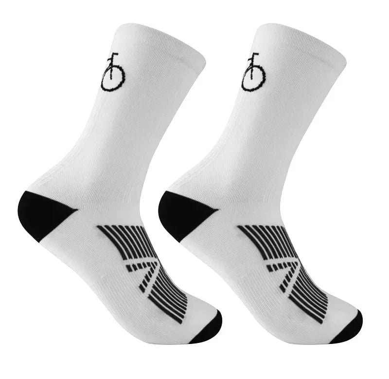 2 Pairs Unisex Breathable Cycling Socks MTB Road Bicycle Outdoor Sports Racing Compression mid Tube Socks for Men And Women