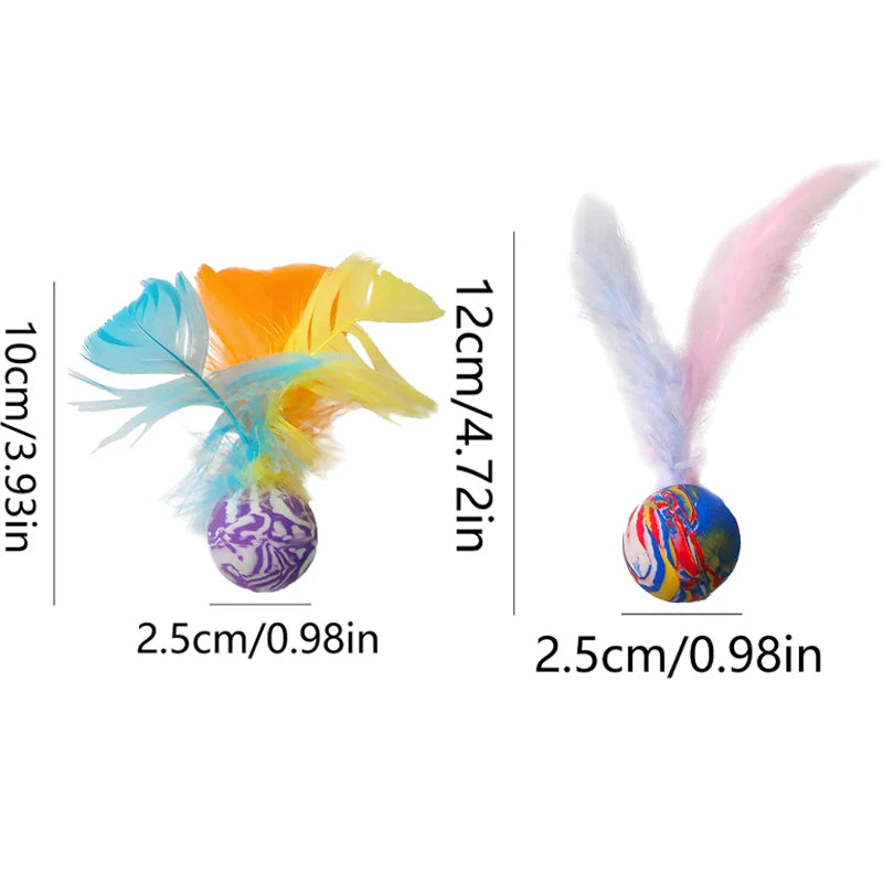 2pcs/set Cat Bouncy Balls Toy Interactive Pet Toy for Cats Kitten Funny Chasing Game Cat Feather Toys Cat Accessories