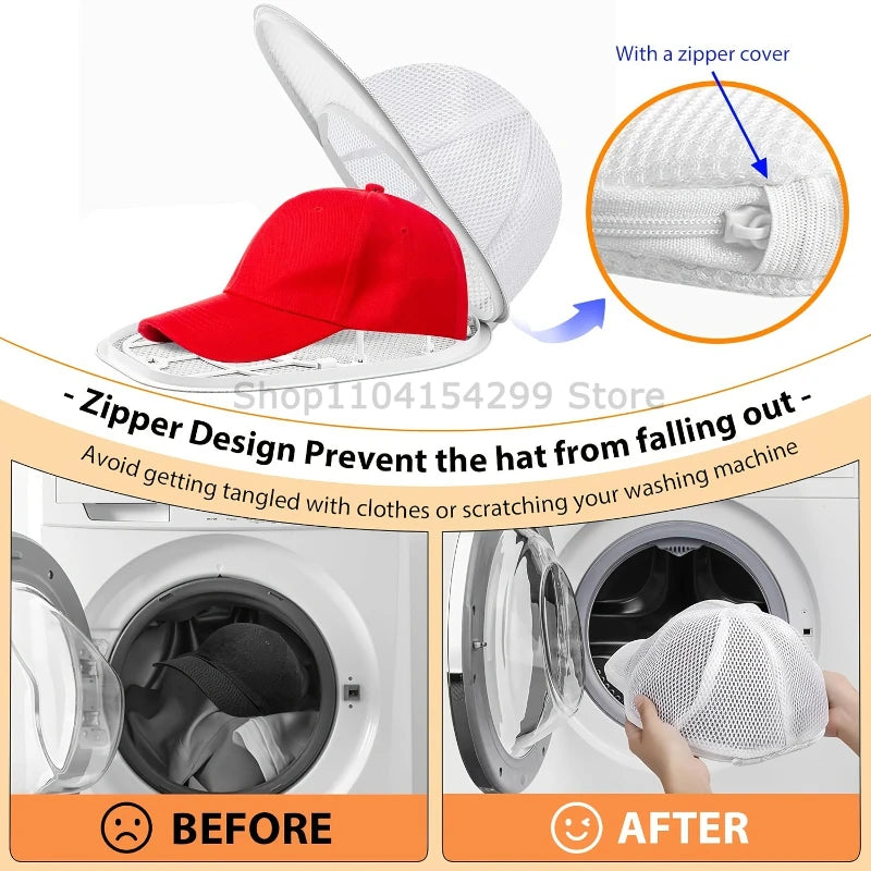 Hat Cleaner Cage for Washing Machine with Mesh Bag Hat Cleaner for Baseball Cap Wash Protector Cap Cleaner Laundry Bag