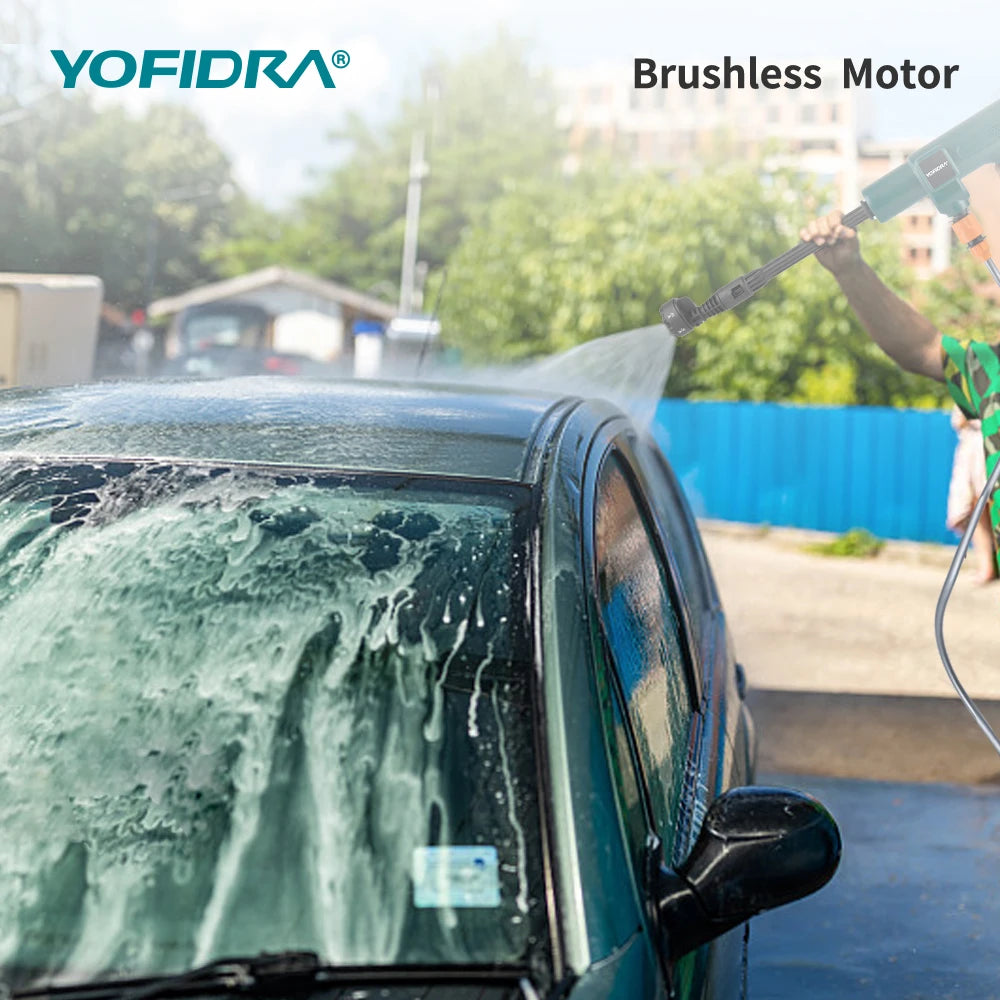Pistolet nettoyeur haute pression électrique sans balais YOFIDRA 200 bars 3500W 6-en-1, outil de jardin pour lavage  de voiture compatible avec batterie Makita