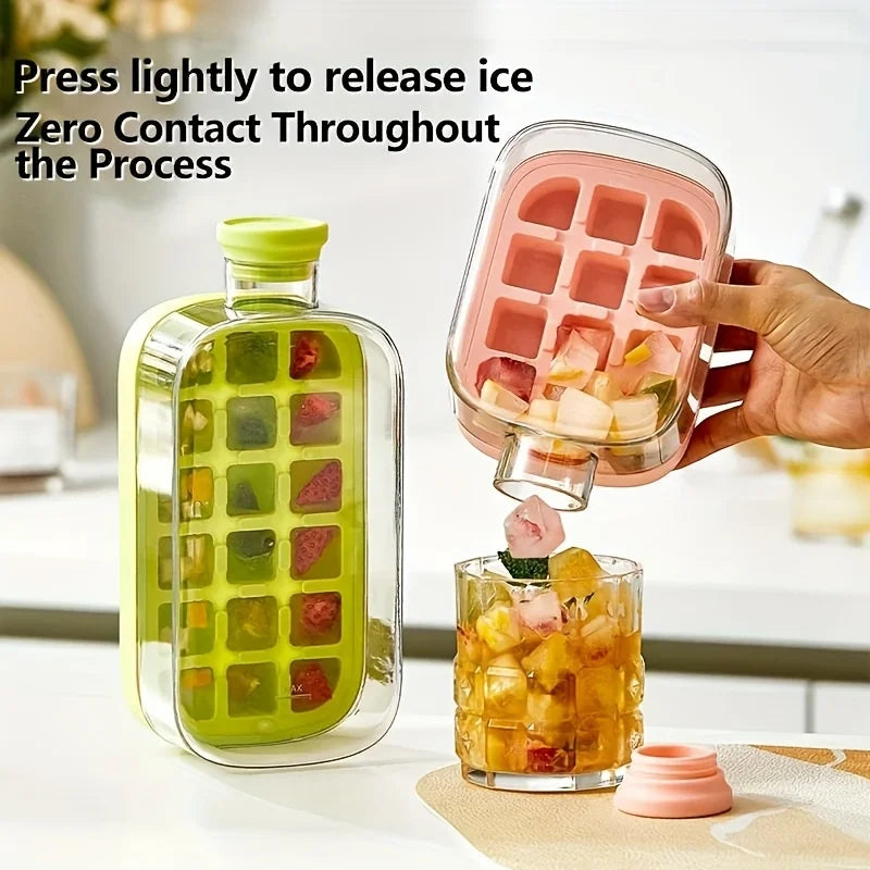 Ice Cube Tray With Straw Food-grade 2-in-1 Ice-make Pressing Mould Ice Drink Bottle Silicone Ice Cube Tray Outdoor Beverage Cup