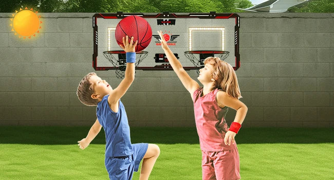 VATOS Mini Basketball Hoop for Kids x2 Indoor Outdoor Electric Scoreboard with 4 Balls - Perfect Sports Game Gift for Boys and Girls - Quality Shopping Centre
