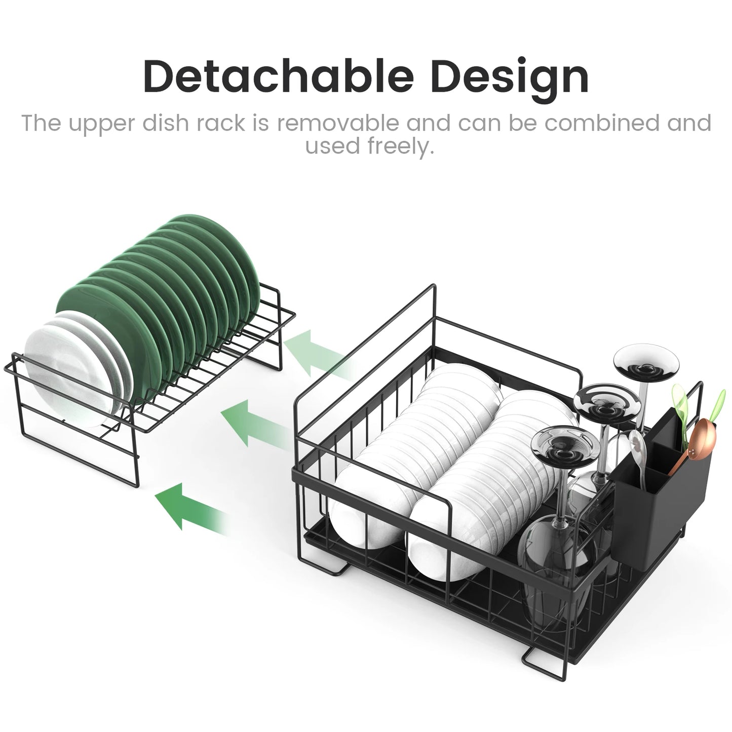 Dish Drying Rack Dish Drainer Rack Kitchen Adjustable Plates Organizer Dish Bowl Drainer Storage Rack Cutlery Storage Holder