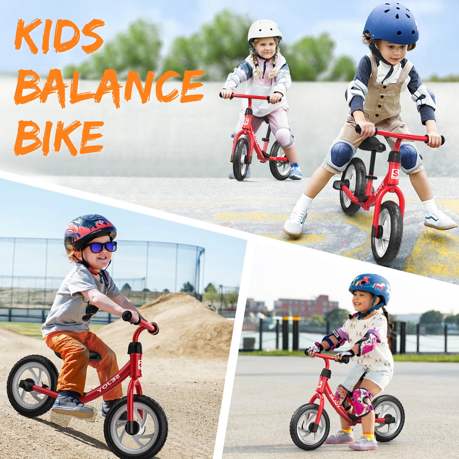 SEJOY Balance Bike for Kids - 12" Wheels, Adjustable Saddle, Perfect Outdoor Toy for Ages 3-6 Years Old - Quality Shopping Centre