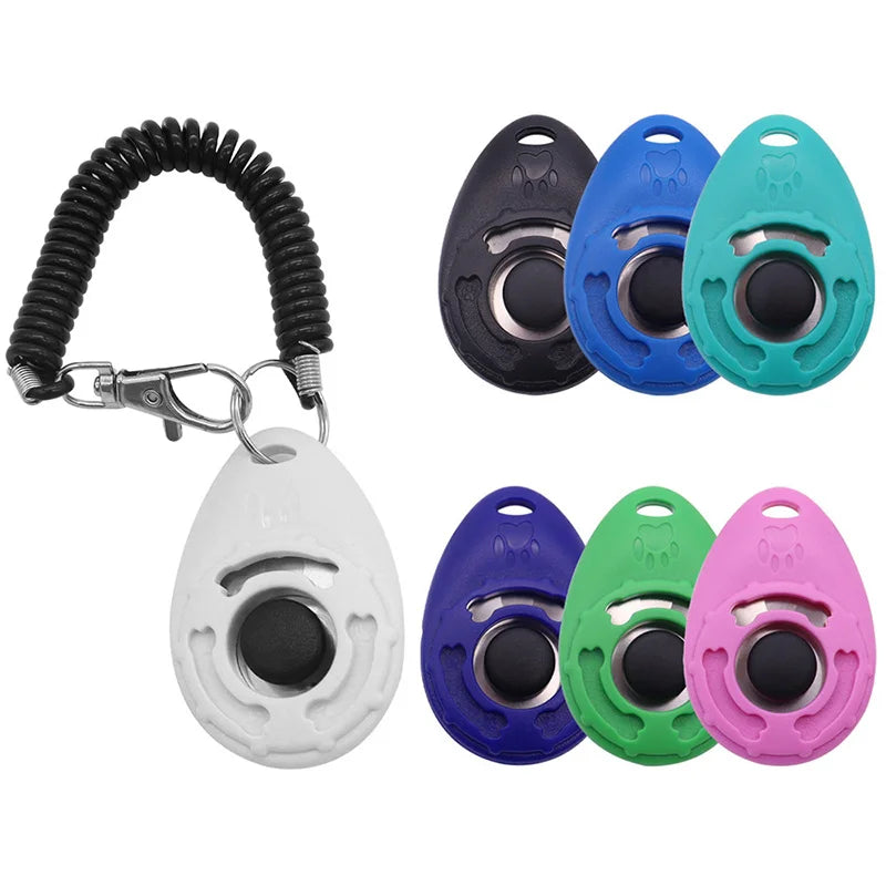 2pcs Dog Training Clicker Pet Cat Plastic Dogs Click Trainer Aid Tools Adjustable Wrist Strap Sound Key Chain Dog Supplies