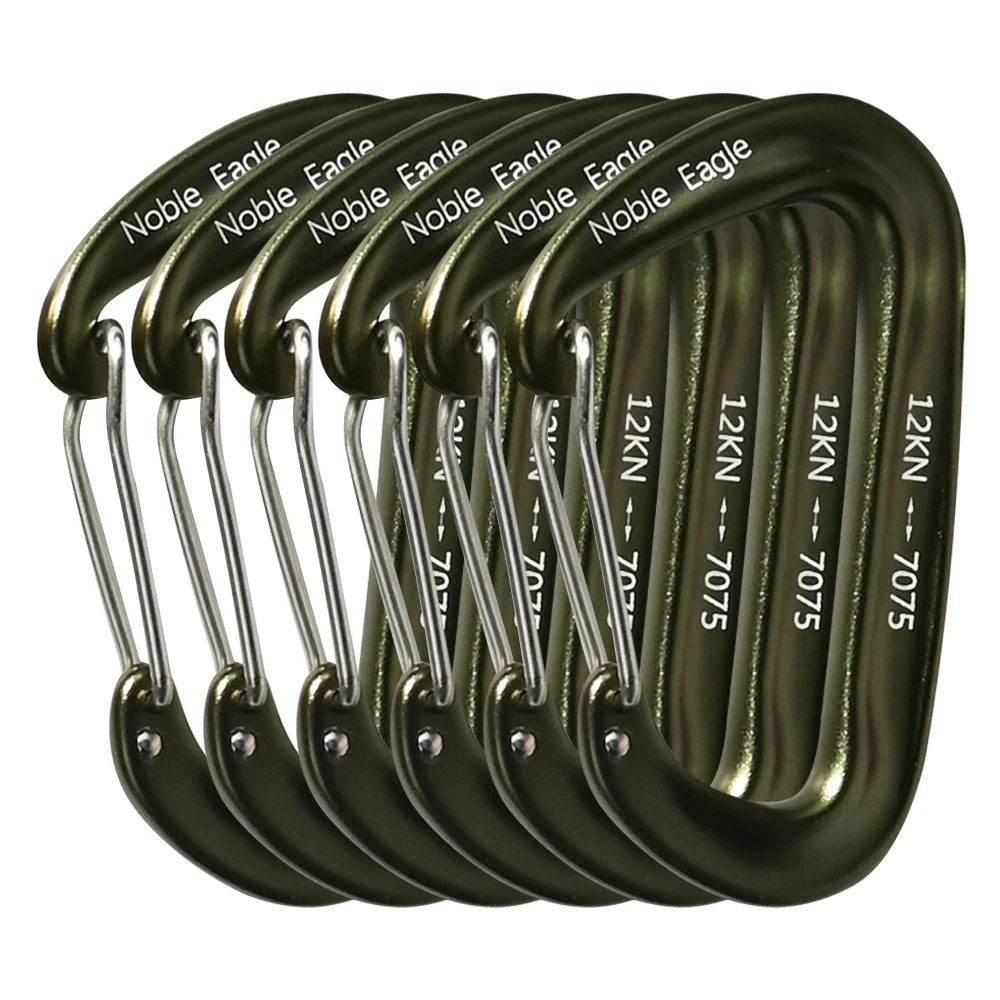 6PCS 12kN Aluminum D Ring Carabiners Heavy Duty Hook Lightweight Outdoor Camping Hiking Clips Buckle Set for Backpack Gear