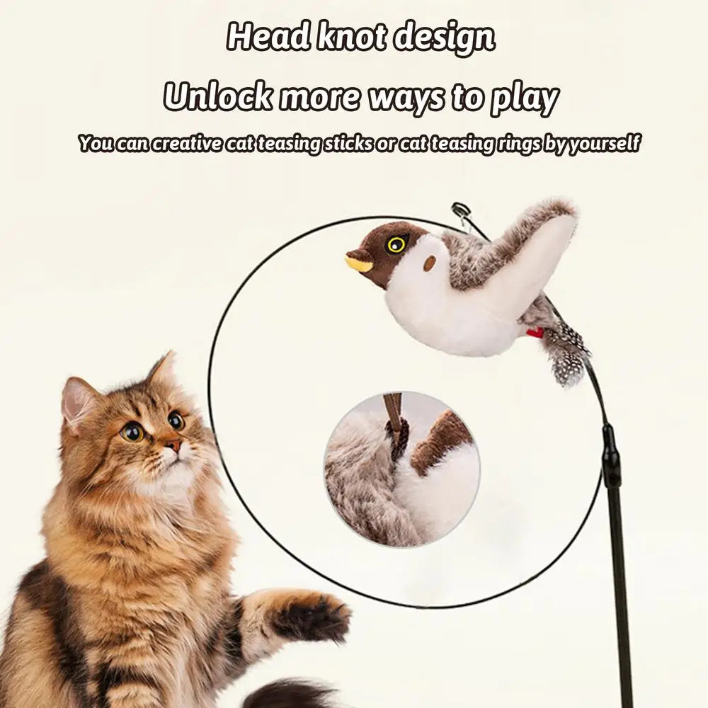 Cat Toy Bird Sparrow Catnip Toys Simulation Bird Toy Interactive Cat Toys Flapping Chirping Cat Enrichment Toys with 3 Modes USB