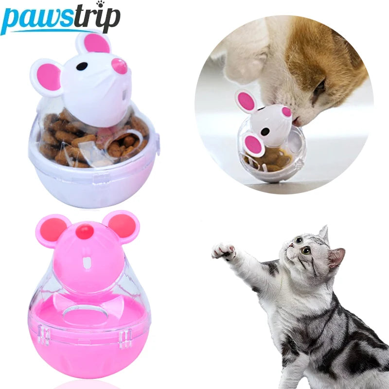 Interactive Cat Leak Food Toy Transparent Cat Mouse Feeder Toy Puzzle Relief Boredom Dispenser Toys for Cats Pet Supplies