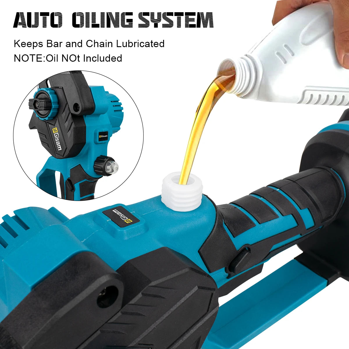 Gisam 8 inch borstelloze elektrische kettingzaag, snoerloze houtbewerkingskettingzaag, houtkapzaag, elektrisch gereedschap voor Makita 18V-batterijpinnen