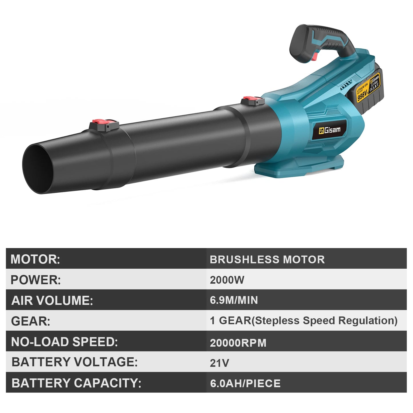 Gisam 20000RPM High Power Brushless Electric Air Blower Ventilator Fan Leaf Snow Dust Power Tool for Makita 18v Battery Pin