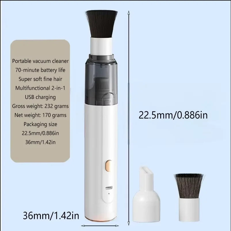 Mini aspirateur portable 3-en-1 : aspiration/soufflage/absorption d'eau, forte puissance d'aspiration pour voiture, marc de café et nettoyage de bureau