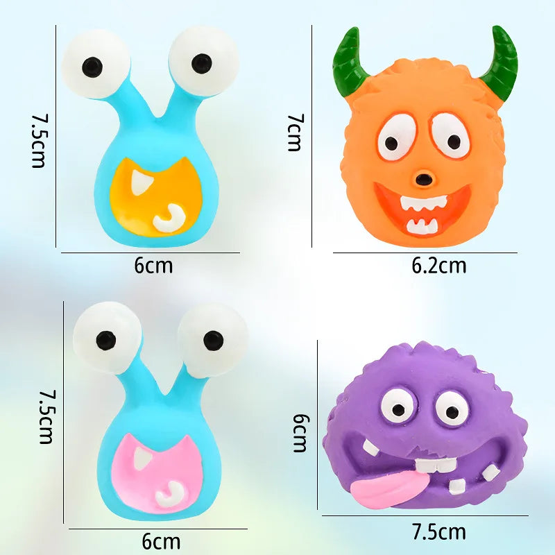 Huisdier Latex Speelgoed Cartoon Alien Monster - Hondenkauwspeeltje, Bijtbestendig, Piepend, voor Puppy's Kleine Honden, Tandjes Reiniging