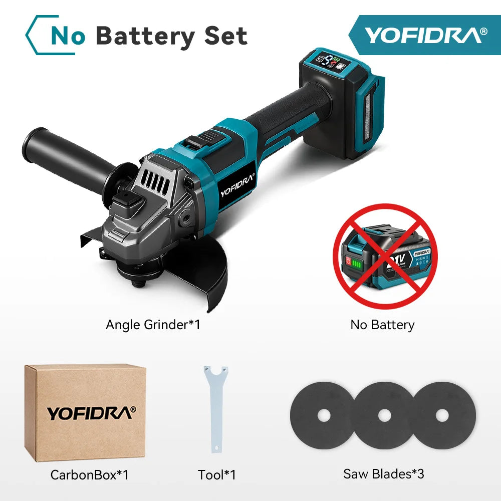 YOFIDRA 6 snelheden 30000 RPM borstelloze elektrische haakse slijper metaal hout slijpen polijsten snijder elektrisch gereedschap voor Makita batterij pin