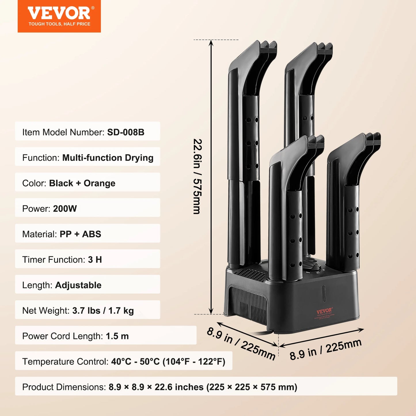 SucceBuy 180° Foldable 2/4Tubes Shoe Dryer Portable Boot Dryer w/ Timer & Blower for Snow Boots Leather Shoes Canvas Shoes Socks