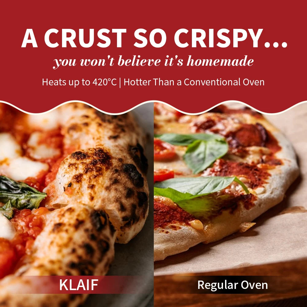 Klaif Electric Pizza Maker, 420℃, 1200 Watt, 5 Separate Temperature Levels, Flame Resistant Stone Plate 1200W 32cm