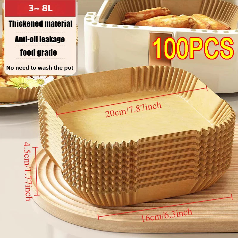 Air Fryer Paper Disposable Air Fryer Liners Paper Baking Paper Barbecue Plate NonStick Mat Kitchen Oven Oil AbsorbingPaper Tool