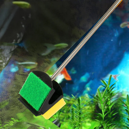 Double-Sided Fish Tank Brush Long Handle Sponge Cleaning Brush Fish Tank Glass Plant Cleaning Brushes Aquarium Cleaning Tools