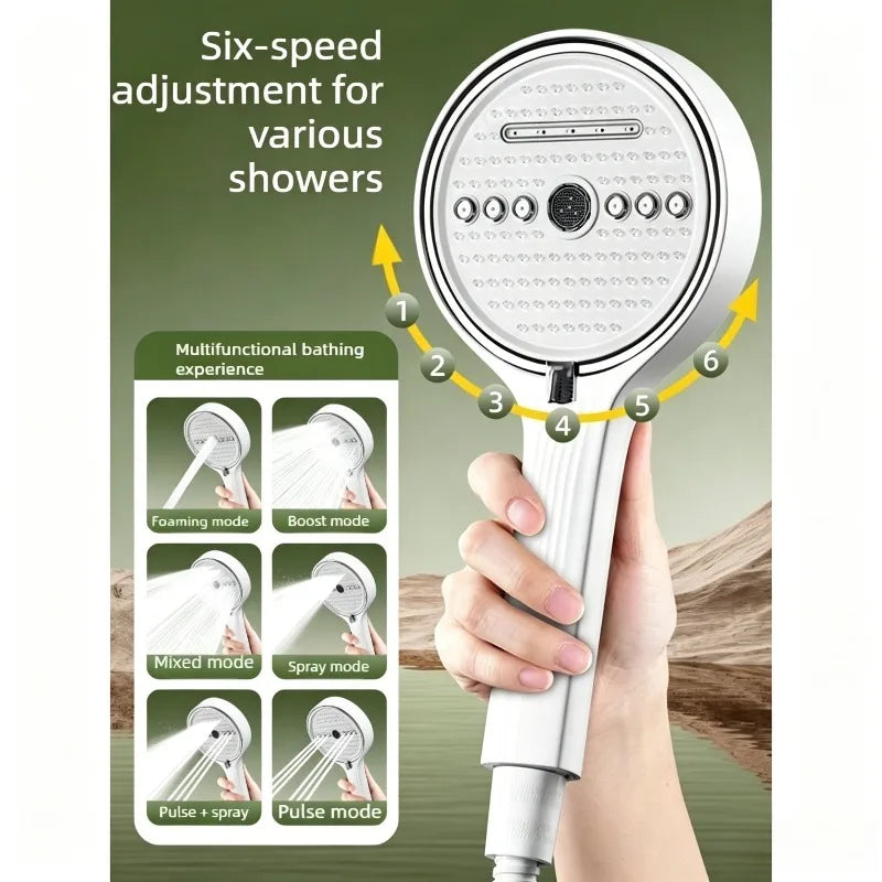 Filter Shower Head High Pressure 6 Spray Modes Chlorine Removal Handheld Water Saving Rainfall SPA Showerhead for Bathroom Hotel