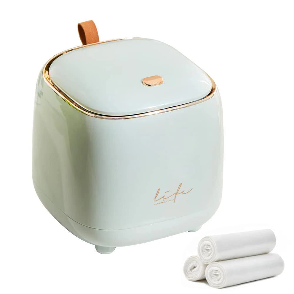 Mini Countertop Trash Can with 3 Rolls of Trash Bags, Waste Can with Press Type Lid, 1.5 Liter Wastebasket Trash Can Dispenser