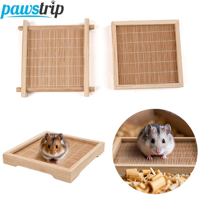Wooden Hamster Cooling Pad Summer Breathable Guinea Pig Mat Square Small Animal Mat for Guinea Pig Chinchilla Hamster