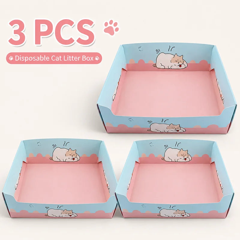 1/3 PCs Disposable Cat Litter Box Foldable Cat Litter Box Portable Travel Cat Toilet Tray for Indoor Outdoor Cat Accessories