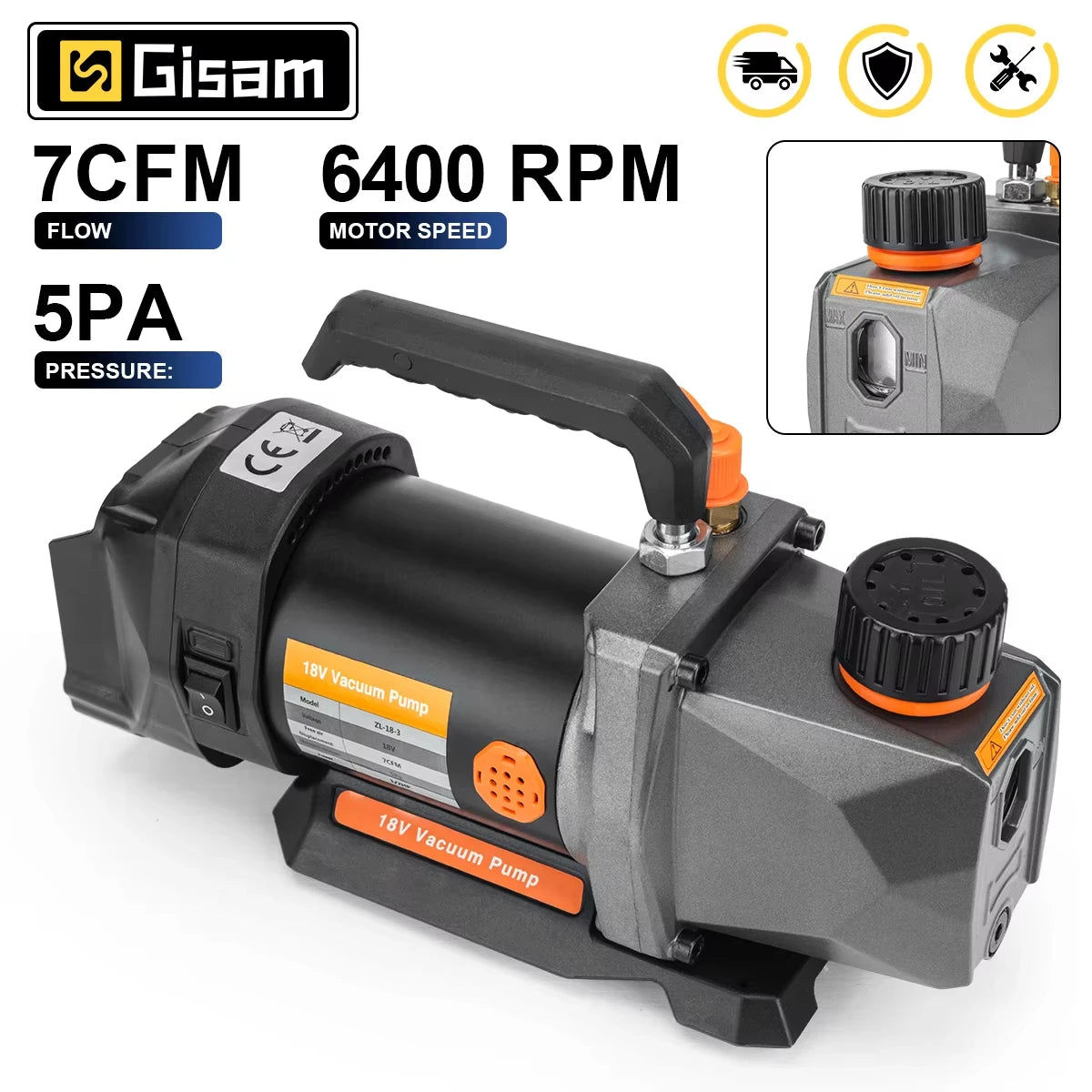 Gisam 7CFM 1/2PK Vacuümpomp Koeling Vacuümpomp Koelmiddel Auto Airconditioning Reparatiegereedschap voor Makita 18V Accu Pin