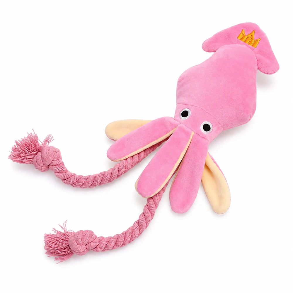 Plush Octopus Dog Toy with Squeaker Cotton Rope Puppy Chew Tug Toy for Dogs and Cats Soft Interactive Pet Bite Play Toys